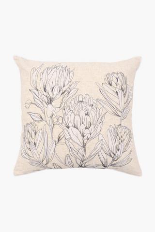 Embroidered Kruger Protea Scatter Cushion, 50x50cm