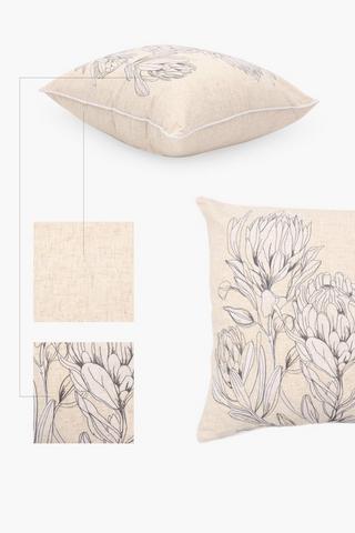 Embroidered Kruger Protea Scatter Cushion, 50x50cm