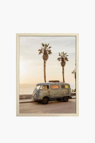 Framed Seaside Kombi, 30x40cm