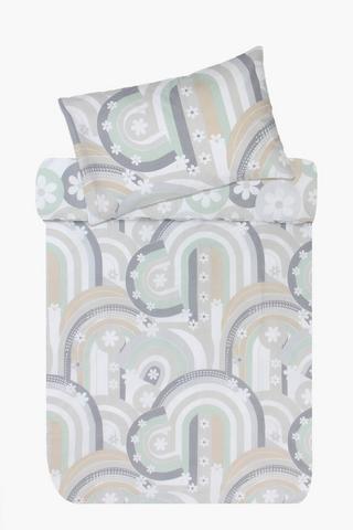 Polycotton Evelyn Rainbow Reversible Duvet Cover Set