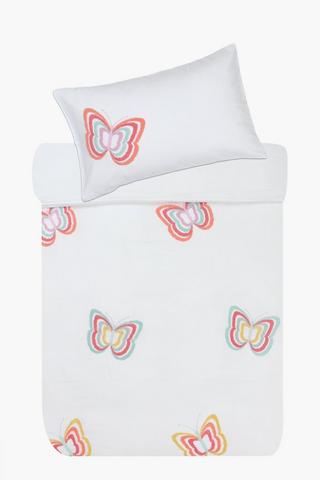 Soft Touch Tufted Butterfly Reversible Duvet Cover Set