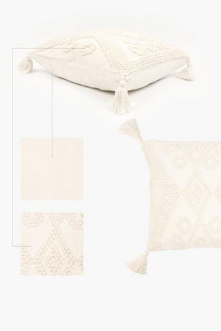 Premium Textured Amari Rustic Geometric Feather Scatter Cushion, 60x60cm