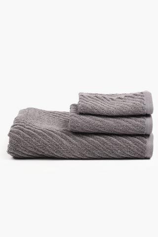 3 Pack Cotton Jacquard Diagonal Stripe Towel Set