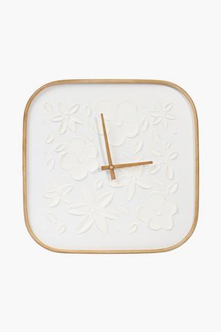 Square Floral Clock, 40x40cm