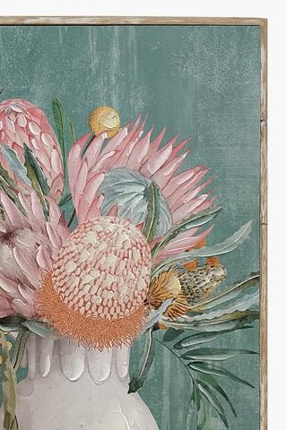 Framed Vintage Protea Bouquet, 40x60cm