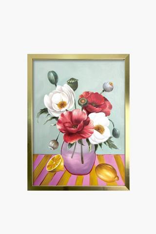 Framed Poppies In Vase, 30x40cm
