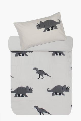 Soft Touch Linen Look Dino Duvet Cover Set