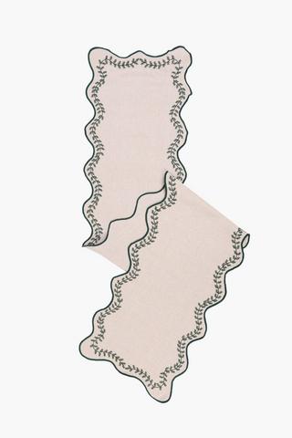 Embroidered Scalloped Table Runner