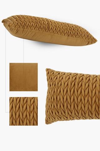 Ruched Velvet Textured Plain Scatter Cushion, 30x80cm