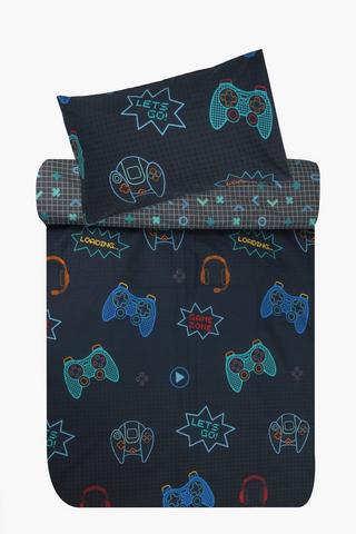 Soft Touch Glow In The Dark Egerton Gamer Reversible Duvet Cover Set