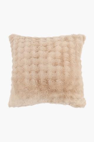 Faux Fur Check Scatter Cushion, 60x60cm