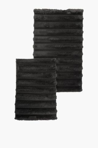 2 Piece Faux Fur Bath Mat Set