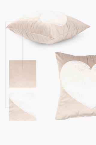 Velvet Heart Applique Scatter Cushion, 40x40cm