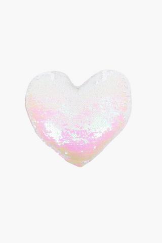 Shaped Sequin Heart Scatter Cushion, 40cm