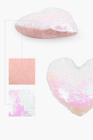 Shaped Sequin Heart Scatter Cushion, 40cm