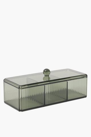 Acrylic Ribbed 3 Compartment Storage Box