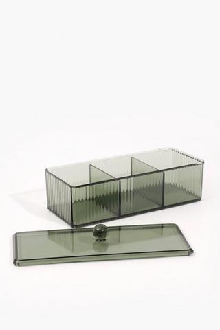 Acrylic Ribbed 3 Compartment Storage Box