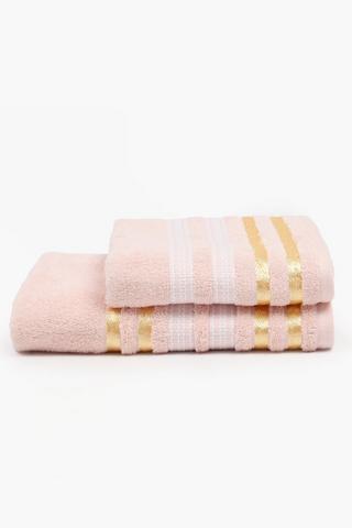 2 Pack Cotton Jacquard Capult Foil Stripe Towel Pack
