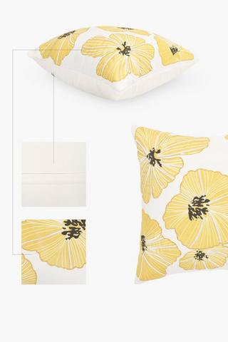 Printed Textured Floral Scatter Cover, 50x50cm