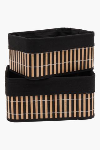 Bamboo Woodslat Laundry Basket Large, L36xw26xh18cm

