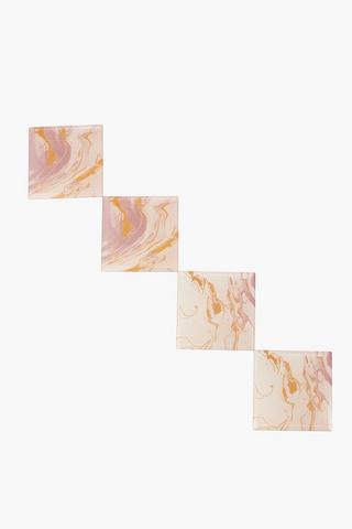 4 Pack Glass Marble Coasters