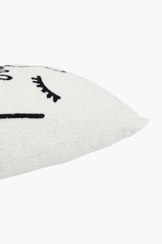 Embroidered Line Faces Scatter Cushion, 50x50cm