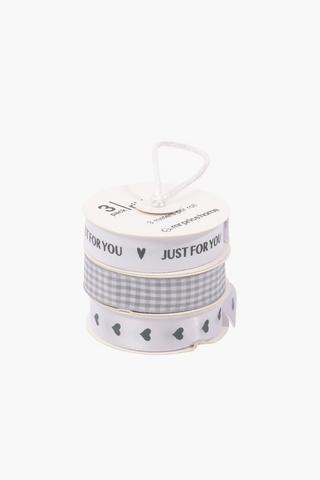 3 Pack Checks And Hearts Ribbons