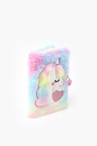 Unicorn Plush Notebook With Lock And Key A5