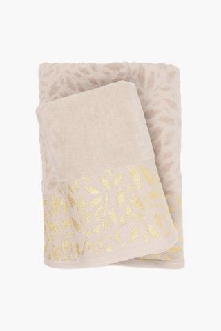 2 Pack Metallic Simpson Botanic Cotton Embellished Towel Set