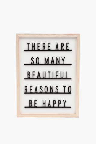 Happy Reasons Hanging Sign, 30x70cm