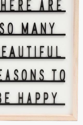 Happy Reasons Hanging Sign, 30x70cm