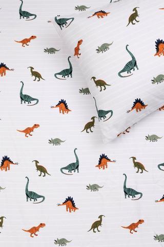Brushed Soft Touch Winter Printed Dino Fitted Sheet