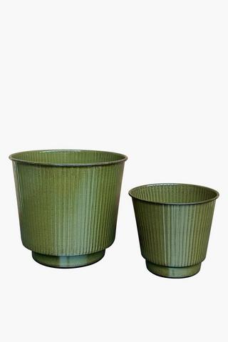 Ribbed Metal Planter, 26x26cm