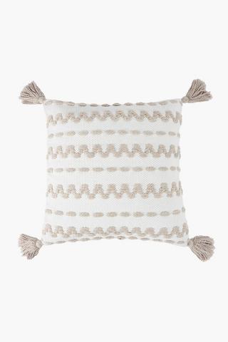 Embroidered Jute Geometric Scatter Cushion, 50x50cm
