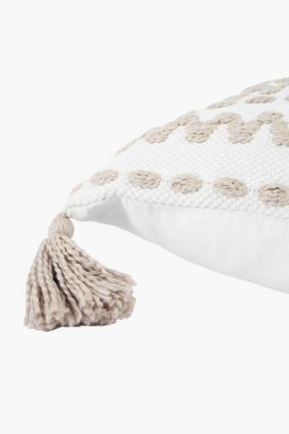 Embroidered Jute Geometric Scatter Cushion, 50x50cm