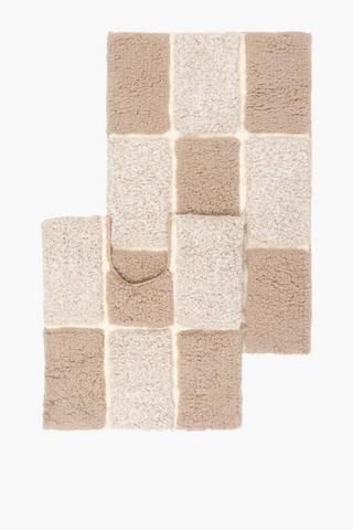 2 Piece Cubes Bath Mat Set