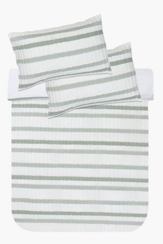 Tufted Jacquard Seersucker Stripe Duvet Cover Set