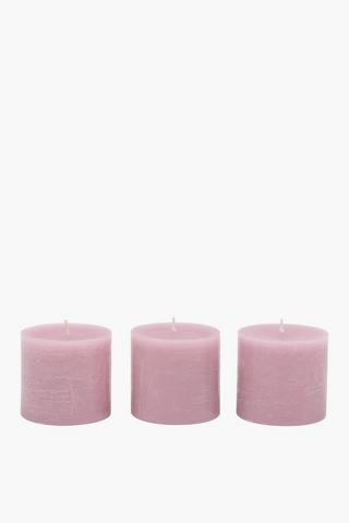 3 Pack Blossom Pillar Candles, 7x7.5cm