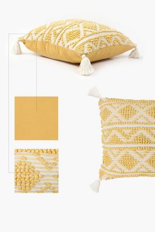 Cotton Textured Chicago Rustic Geometric Scatter Cushion, 60x60cm