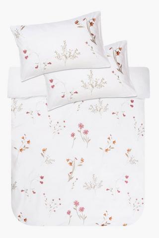 Embroidered Autumn Florals Duvet Cover Set