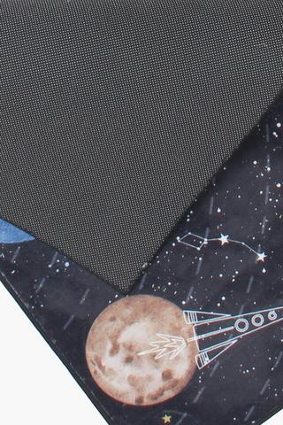 Printed Spaceman Flannel Rug, 70x110cm