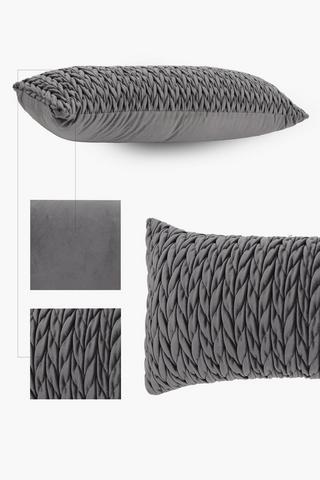 Ruched Velvet Textured Plain Scatter Cushion, 30x80cm