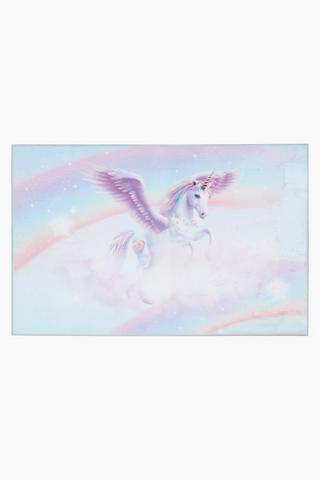 Printed Flannel Zoe Magic Unicorn Rug, 70x110cm