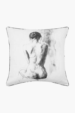 Premium Printed Shadow Lady Feather Scatter Cushion, 60x60cm