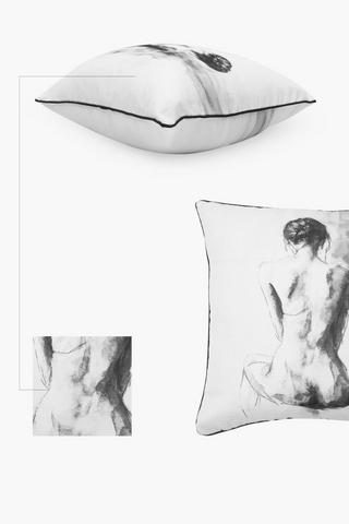 Premium Printed Shadow Lady Feather Scatter Cushion, 60x60cm