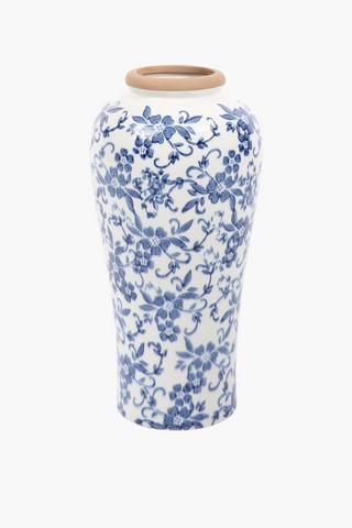 Delft Floral Urn Vase, 18x37cm