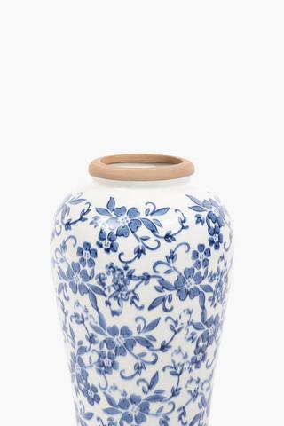 Delft Floral Urn Vase, 18x37cm