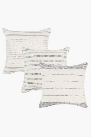 3 Pack Textured Toronto Scatter Cushion Covers, 45x45cm