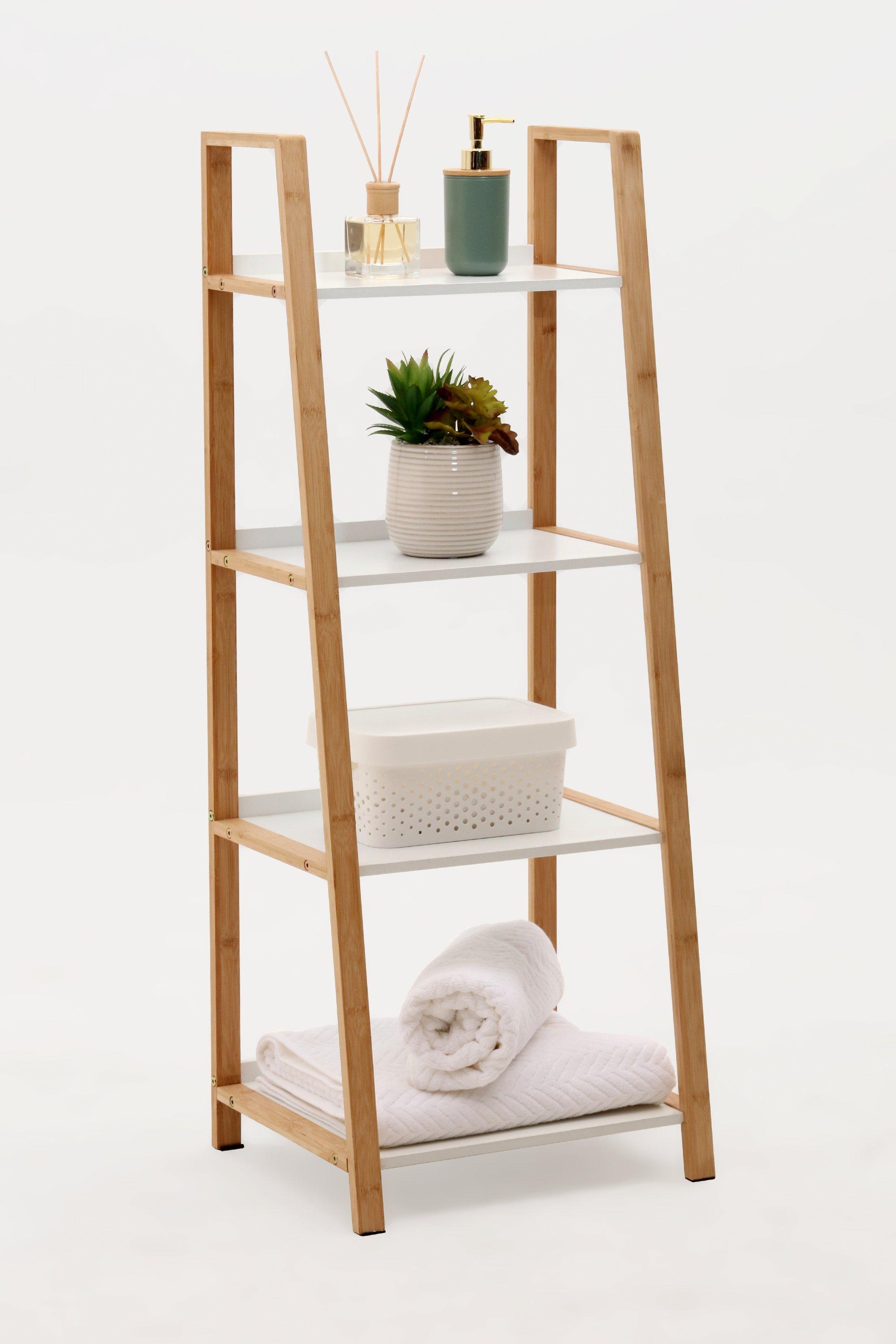 Bamboo 4 Tier Ladder Shelf