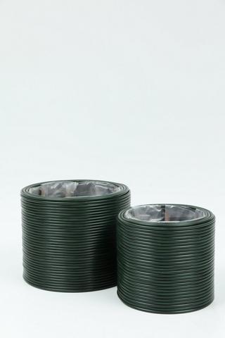 Striped Plastic Planter, 29x23cm